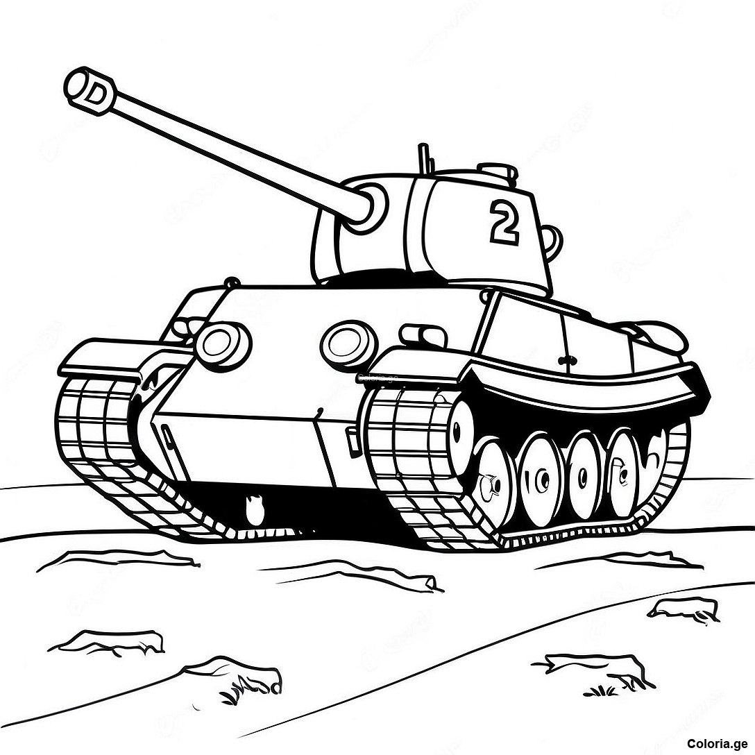 Page à colorier Page De Coloriage De Char Ww2 Vintage imprimable gratuitement de la collection Machines — dessin en noir et blanc pour enfants et adultes.
