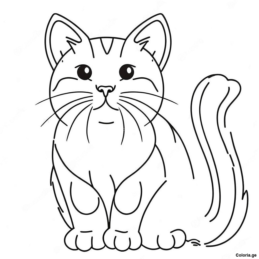 Page à colorier Page De Coloriage De Chat Réaliste imprimable gratuitement de la collection Animaux — dessin en noir et blanc pour enfants et adultes.