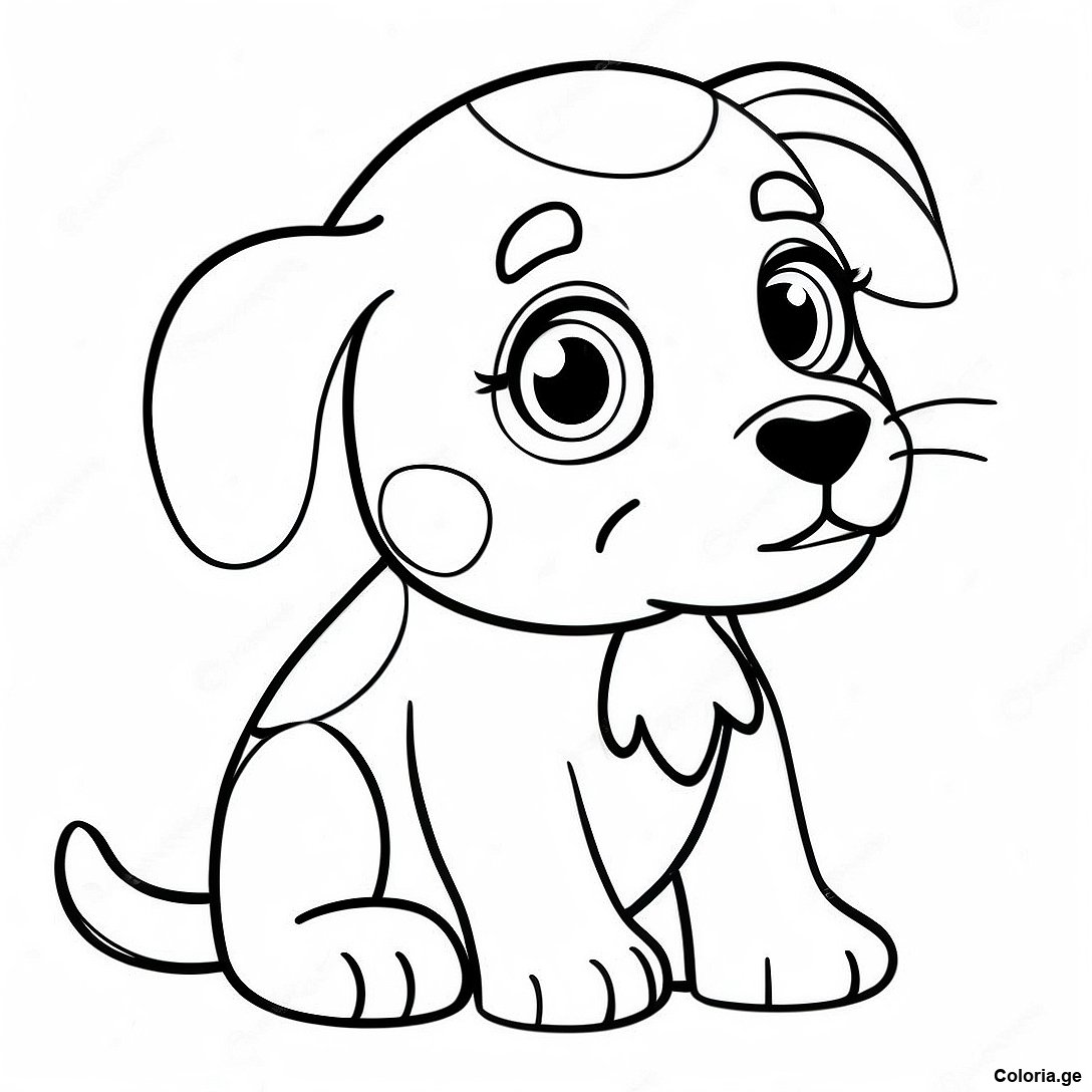 Page à colorier Page De Coloriage De Chiot Réaliste imprimable gratuitement de la collection Animaux — dessin en noir et blanc pour enfants et adultes.