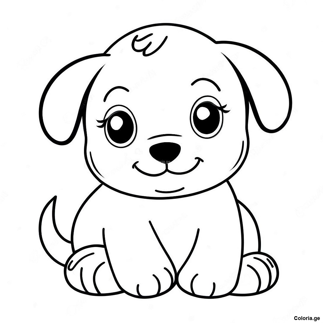 Page à colorier Page De Coloriage De Chiot Réaliste imprimable gratuitement de la collection Animaux — dessin en noir et blanc pour enfants et adultes.