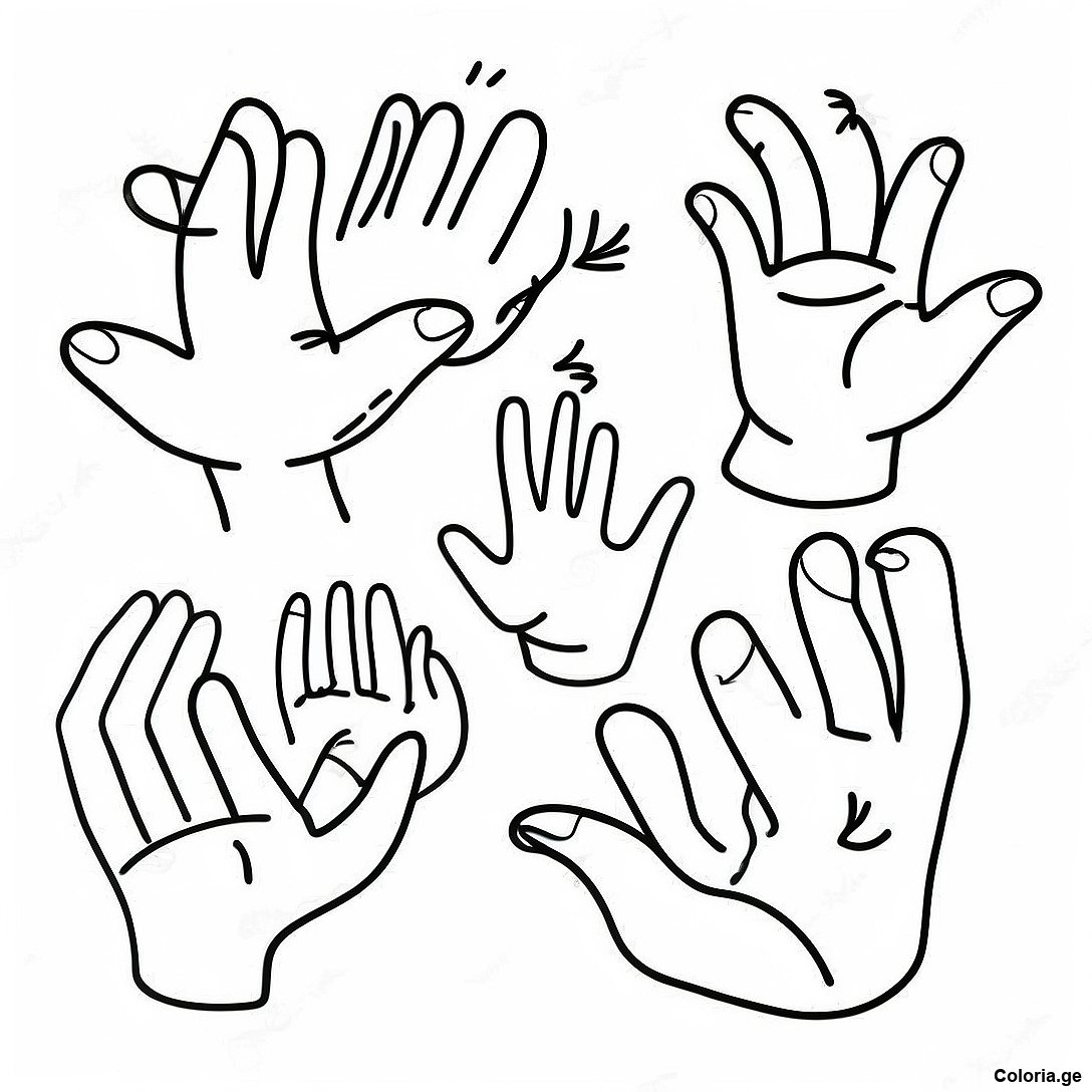 Page De Coloriage De Formes De Mains En Langue Des Signes Mignonnes 126444 60170