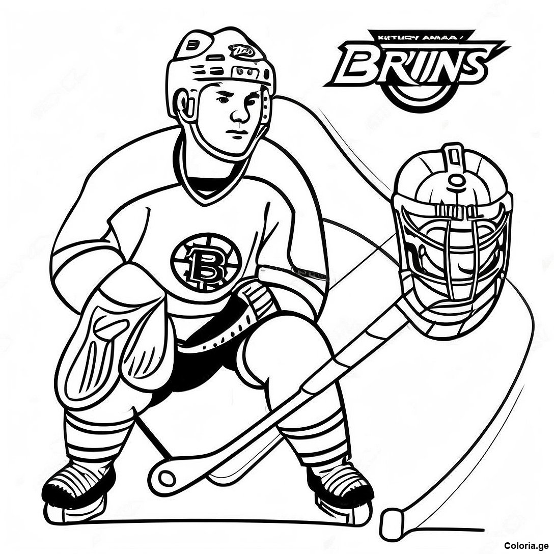 Page à colorier Page De Coloriage De Hockey Vintage Des Bruins imprimable gratuitement de la collection Sports — dessin en noir et blanc pour enfants et adultes.
