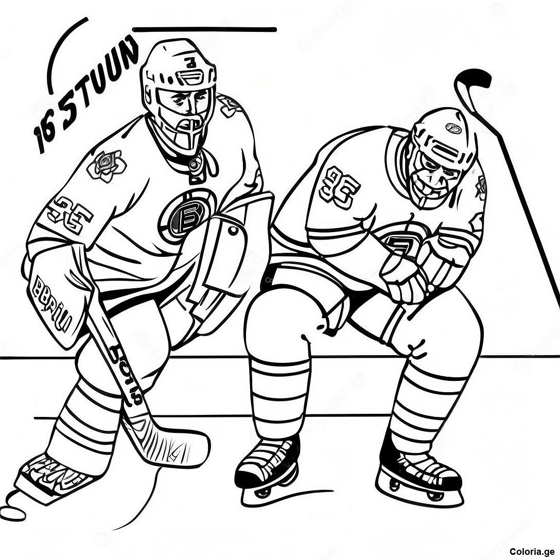 Page à colorier Page De Coloriage De Hockey Vintage Des Bruins imprimable gratuitement de la collection Sports — dessin en noir et blanc pour enfants et adultes.