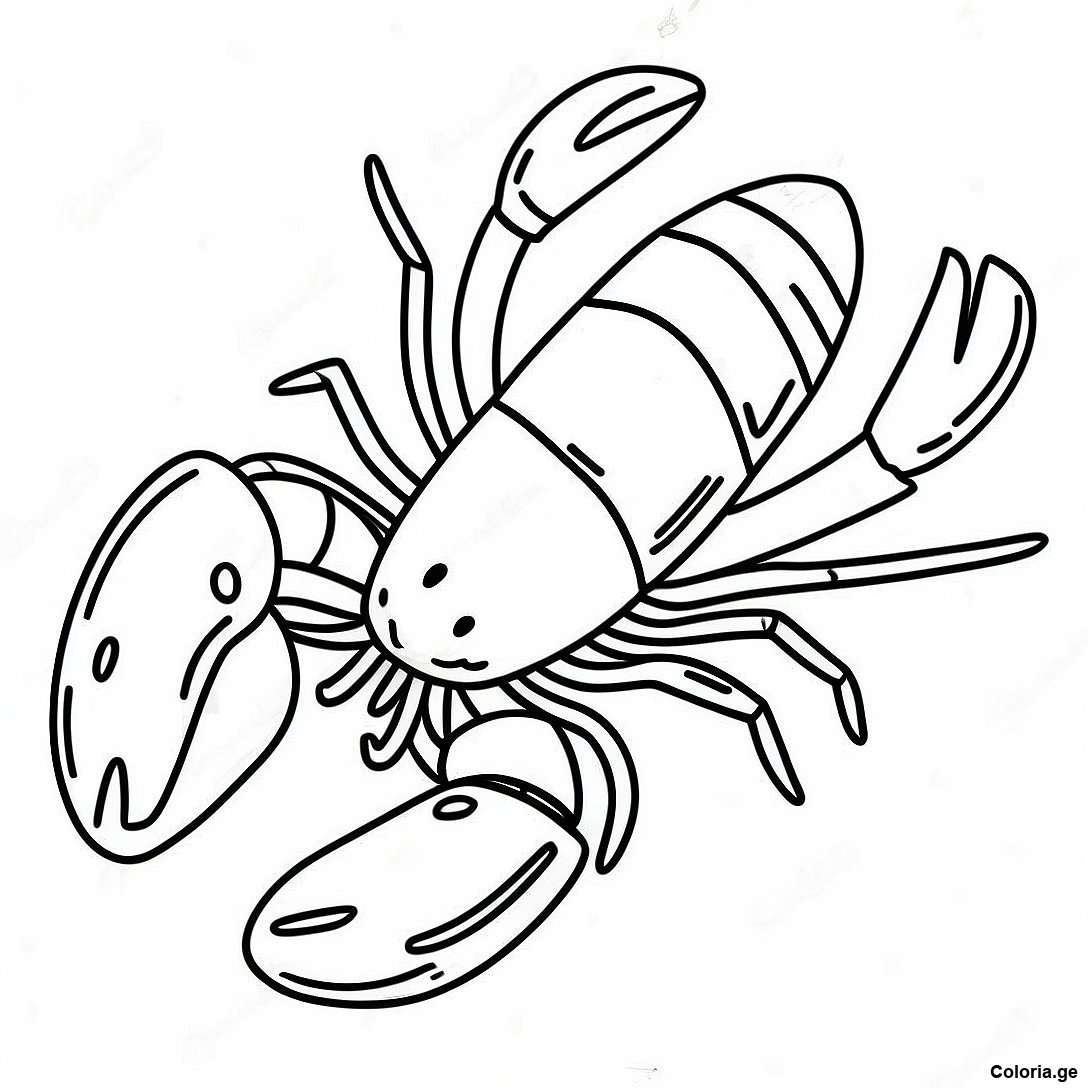 Page à colorier Page De Coloriage De Homard Réaliste imprimable gratuitement de la collection Animaux — dessin en noir et blanc pour enfants et adultes.
