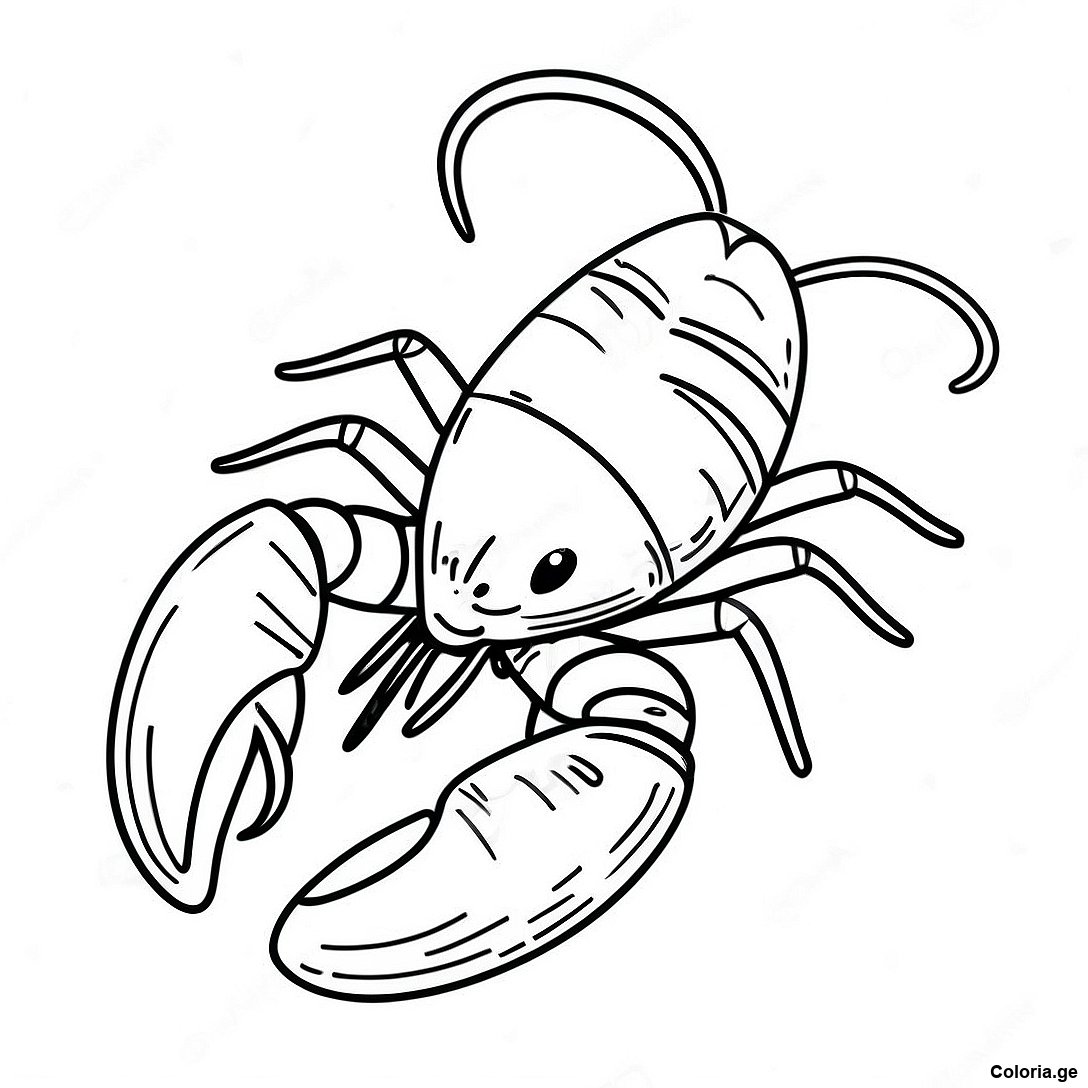 Page à colorier Page De Coloriage De Homard Réaliste imprimable gratuitement de la collection Animaux — dessin en noir et blanc pour enfants et adultes.