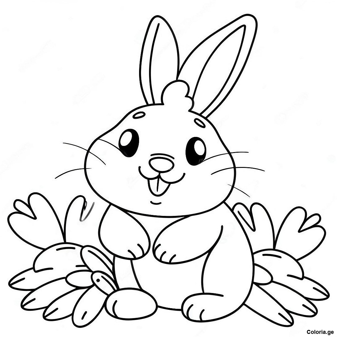 Page De Coloriage De Lapin Realiste Duveteux Avec Des Carottes 135979 67710