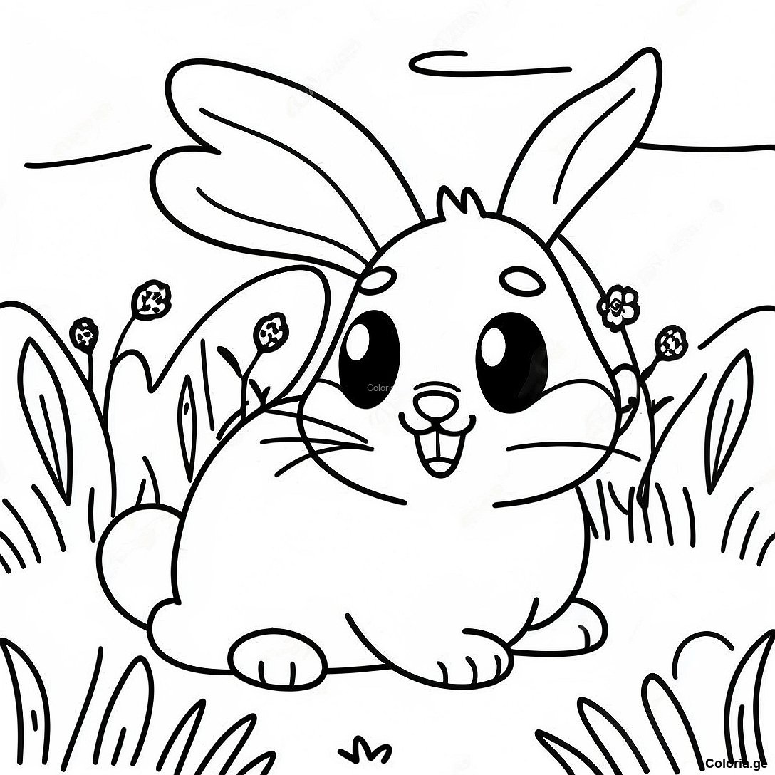 Page De Coloriage De Lapin Realiste Joueur Dans Le Pre 135981 67717