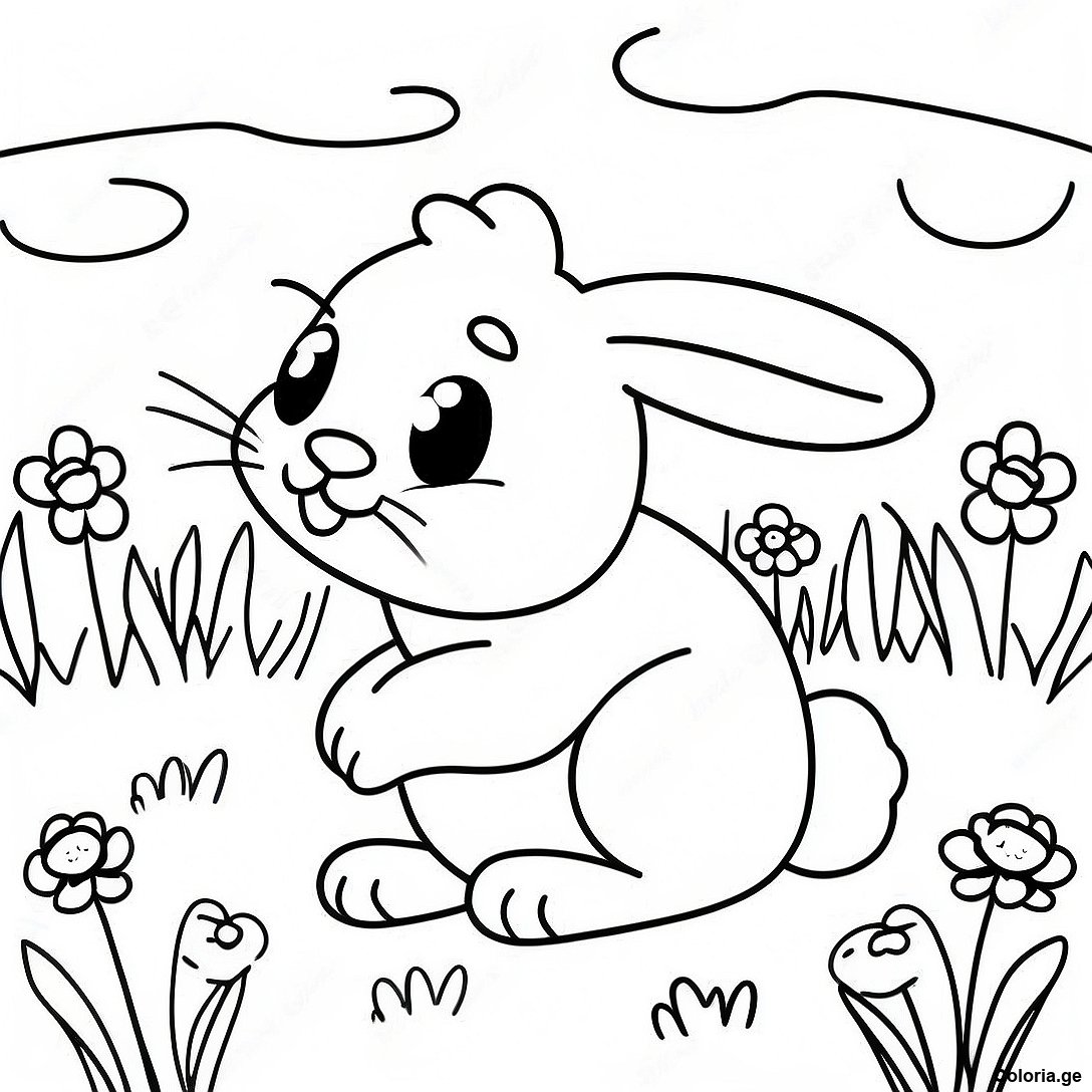 Page De Coloriage De Lapin Realiste Joueur Dans Le Pre 135981 67718