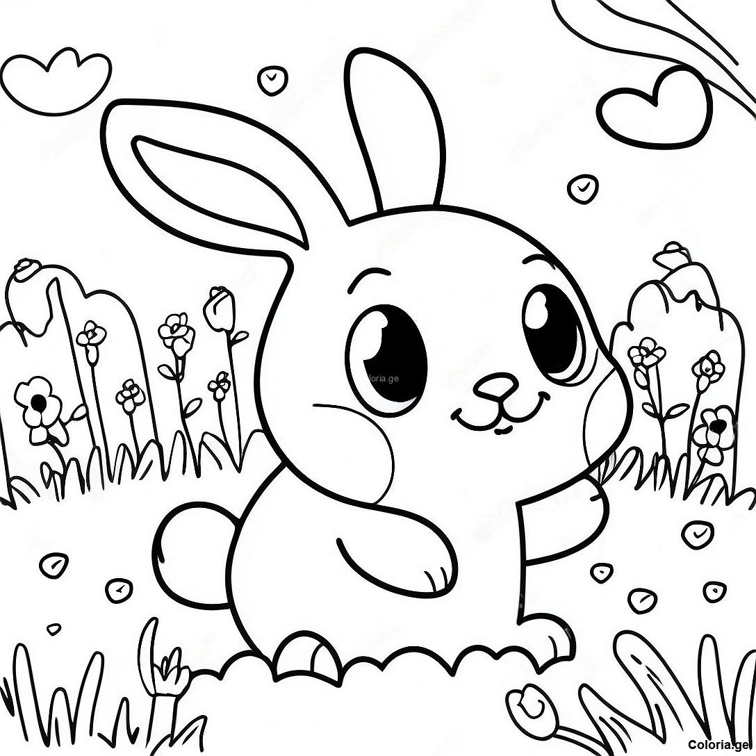 Page De Coloriage De Lapin Realiste Joueur Dans Le Pre 135981 67720