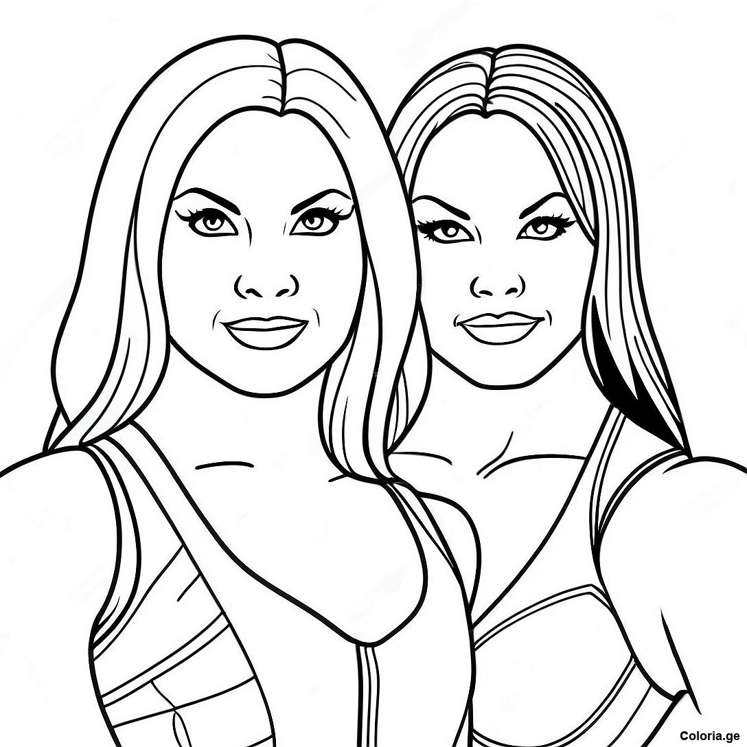 Page à colorier Page De Coloriage De L'équipe De Tag Des Divas Wwe imprimable gratuitement de la collection Divers — dessin en noir et blanc pour enfants et adultes.