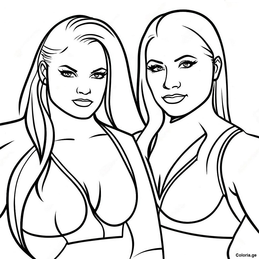 Page à colorier Page De Coloriage De L'équipe De Tag Des Divas Wwe imprimable gratuitement de la collection Divers — dessin en noir et blanc pour enfants et adultes.