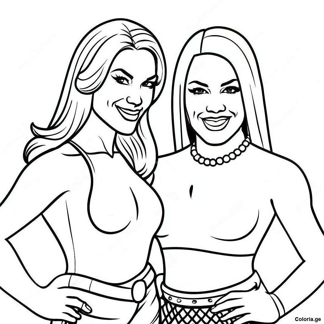Page à colorier Page De Coloriage De L'équipe De Tag Des Divas Wwe imprimable gratuitement de la collection Divers — dessin en noir et blanc pour enfants et adultes.