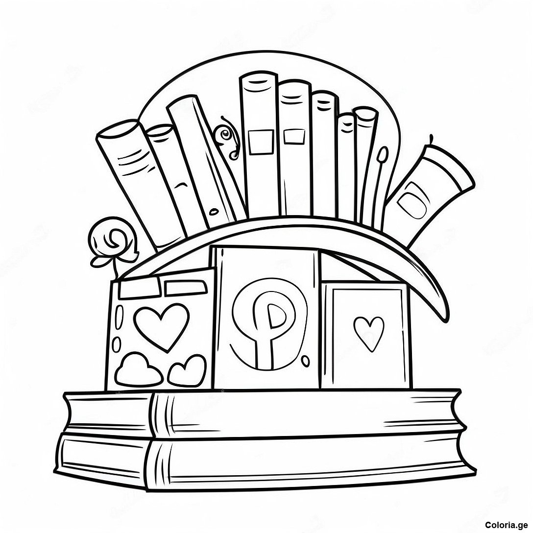 Page à colorier Page De Coloriage De L'étagère De Pages Fantaisiste imprimable gratuitement de la collection Divers — dessin en noir et blanc pour enfants et adultes.