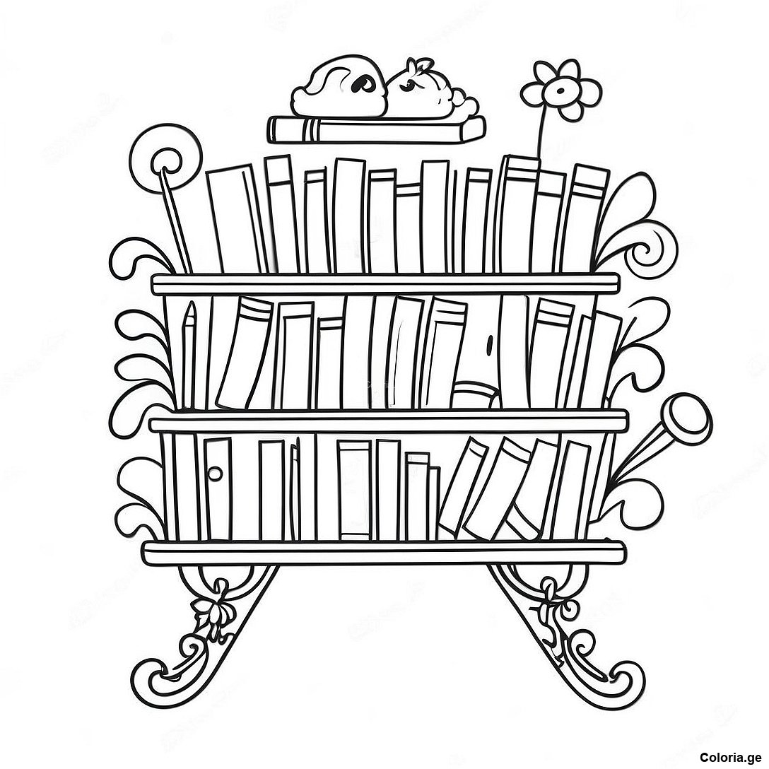 Page à colorier Page De Coloriage De L'étagère De Pages Fantaisiste imprimable gratuitement de la collection Divers — dessin en noir et blanc pour enfants et adultes.