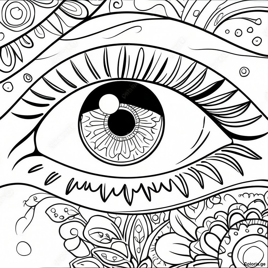 Page à colorier Page De Coloriage De L'œil Humain Réaliste imprimable gratuitement de la collection Divers — dessin en noir et blanc pour enfants et adultes.