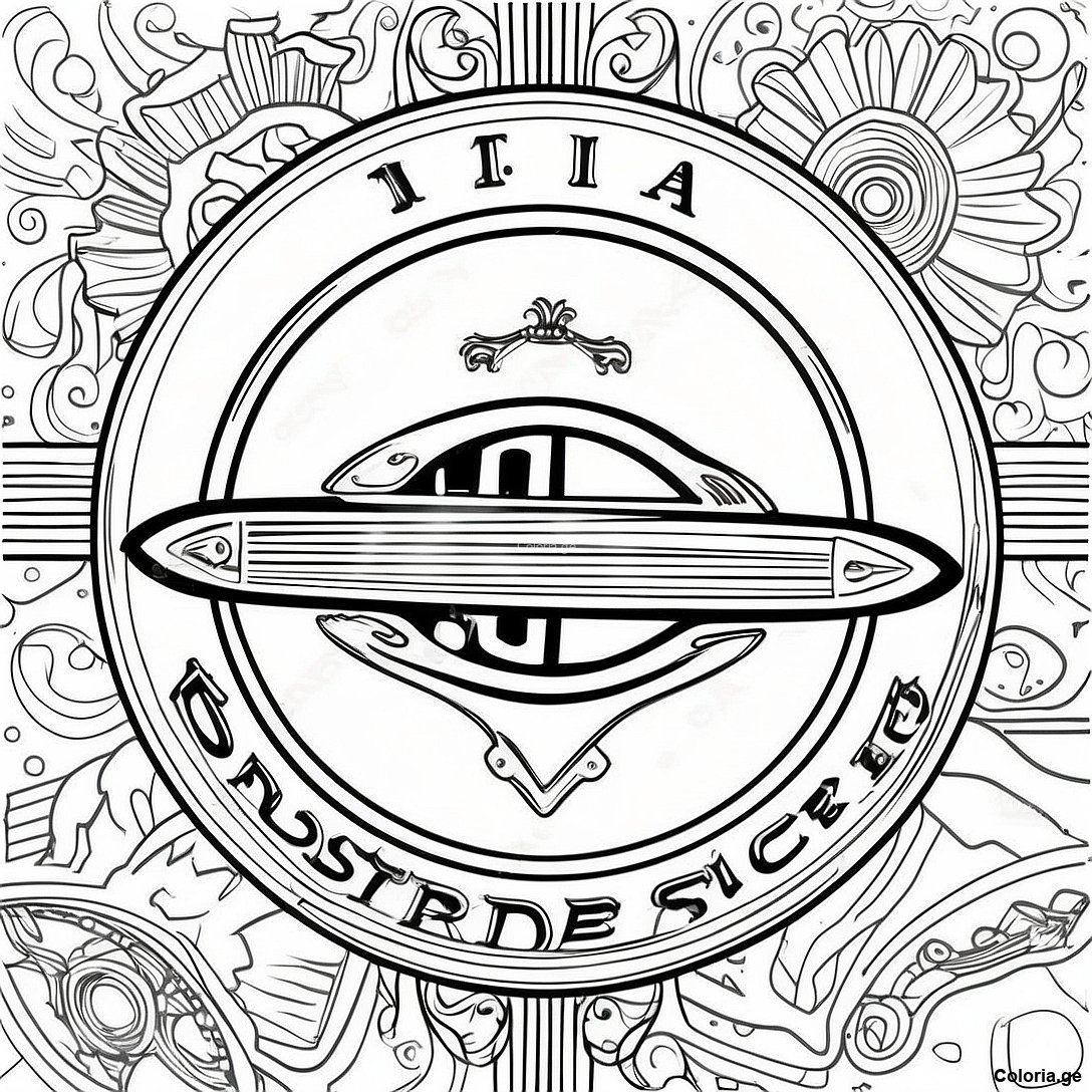Page à colorier Page De Coloriage De Logo De Voiture Vintage imprimable gratuitement de la collection Voitures — dessin en noir et blanc pour enfants et adultes.
