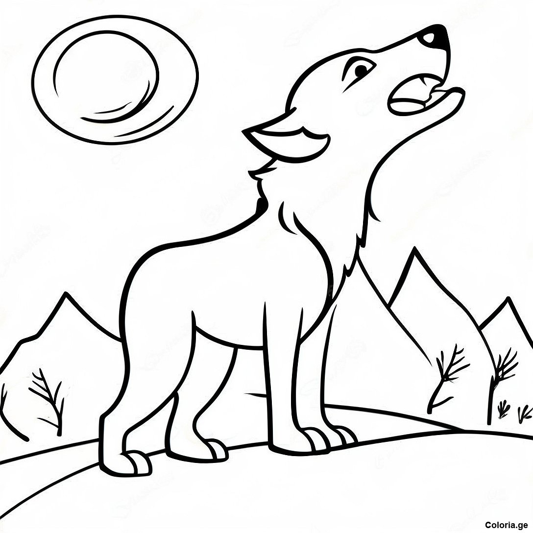 Page à colorier Page De Coloriage De Loup Réaliste Hurlant À La Lune imprimable gratuitement de la collection Divers — dessin en noir et blanc pour enfants et adultes.