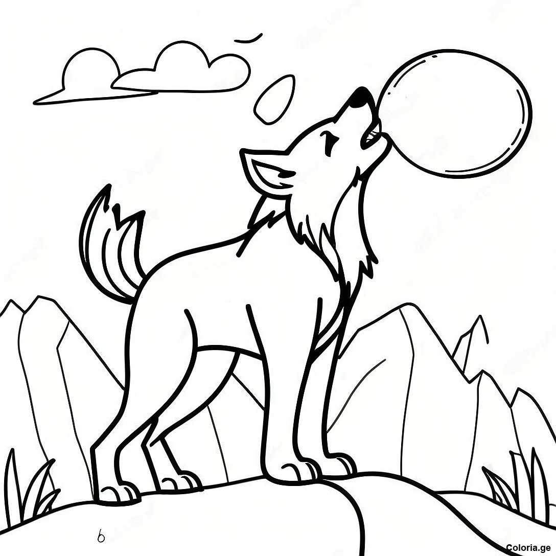 Page à colorier Page De Coloriage De Loup Réaliste Hurlant À La Lune imprimable gratuitement de la collection Divers — dessin en noir et blanc pour enfants et adultes.