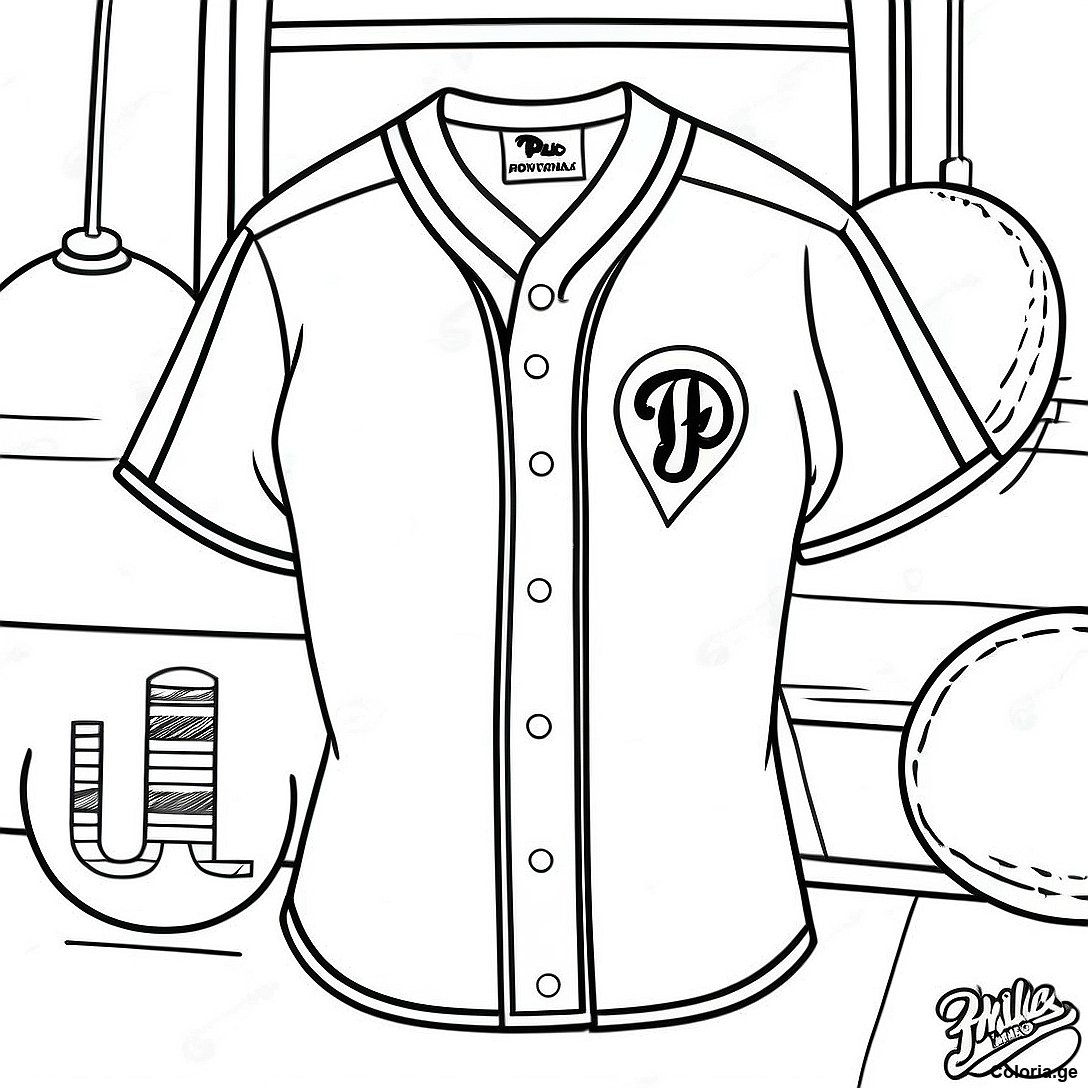 Page à colorier Page De Coloriage De L'uniforme Vintage Des Phillies imprimable gratuitement de la collection Sports — dessin en noir et blanc pour enfants et adultes.