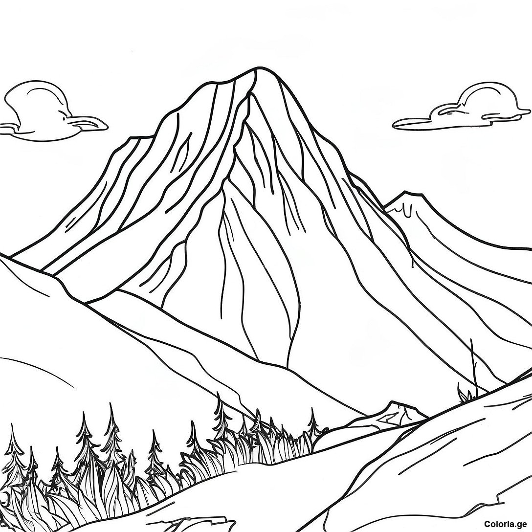 Page à colorier Page De Coloriage De Montagne Majestueuse Avec Neige imprimable gratuitement de la collection Divers — dessin en noir et blanc pour enfants et adultes.