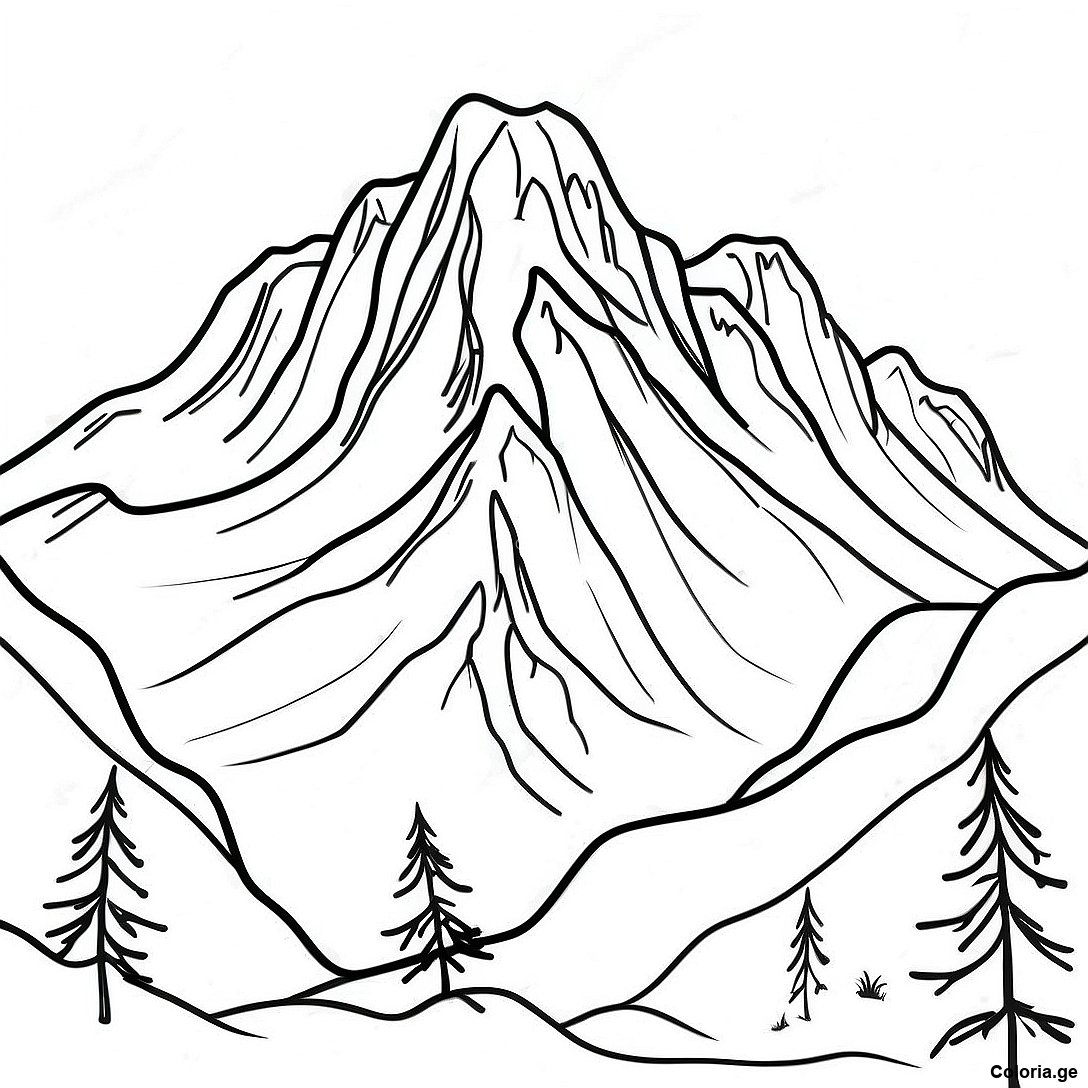 Page à colorier Page De Coloriage De Montagne Majestueuse Avec Neige imprimable gratuitement de la collection Divers — dessin en noir et blanc pour enfants et adultes.