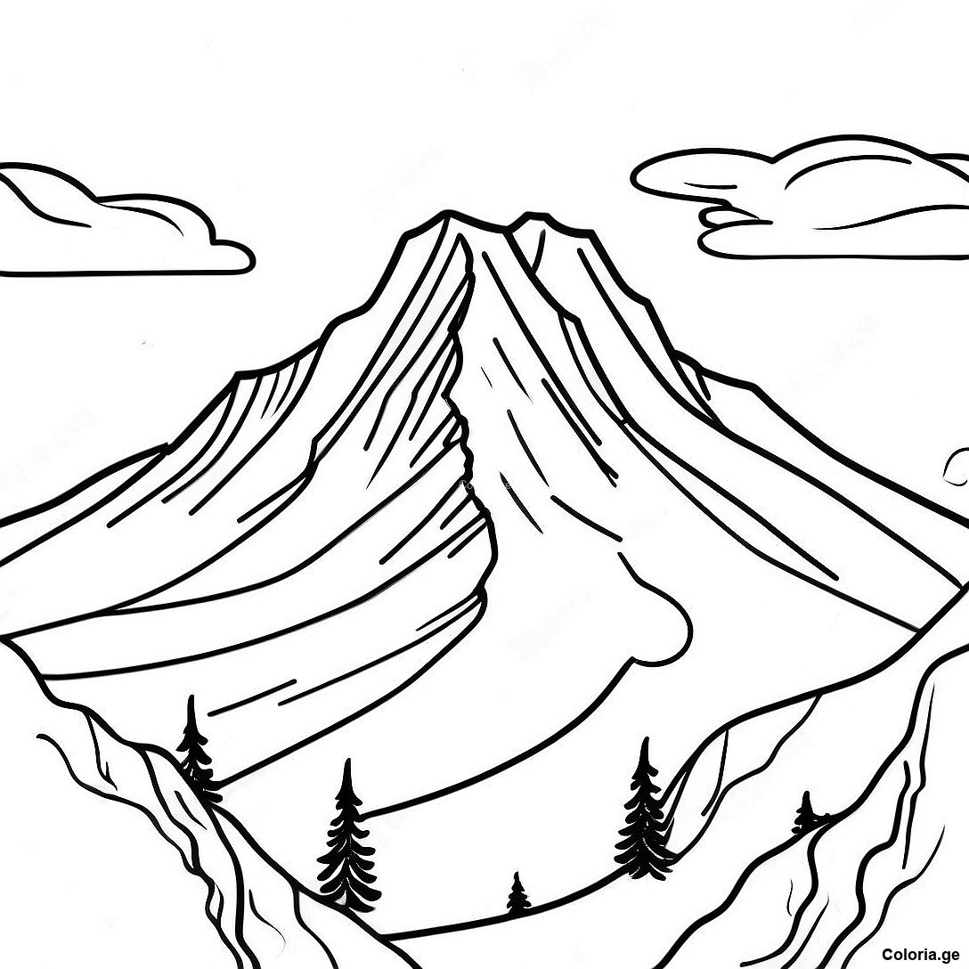 Page à colorier Page De Coloriage De Montagne Majestueuse Avec Neige imprimable gratuitement de la collection Divers — dessin en noir et blanc pour enfants et adultes.