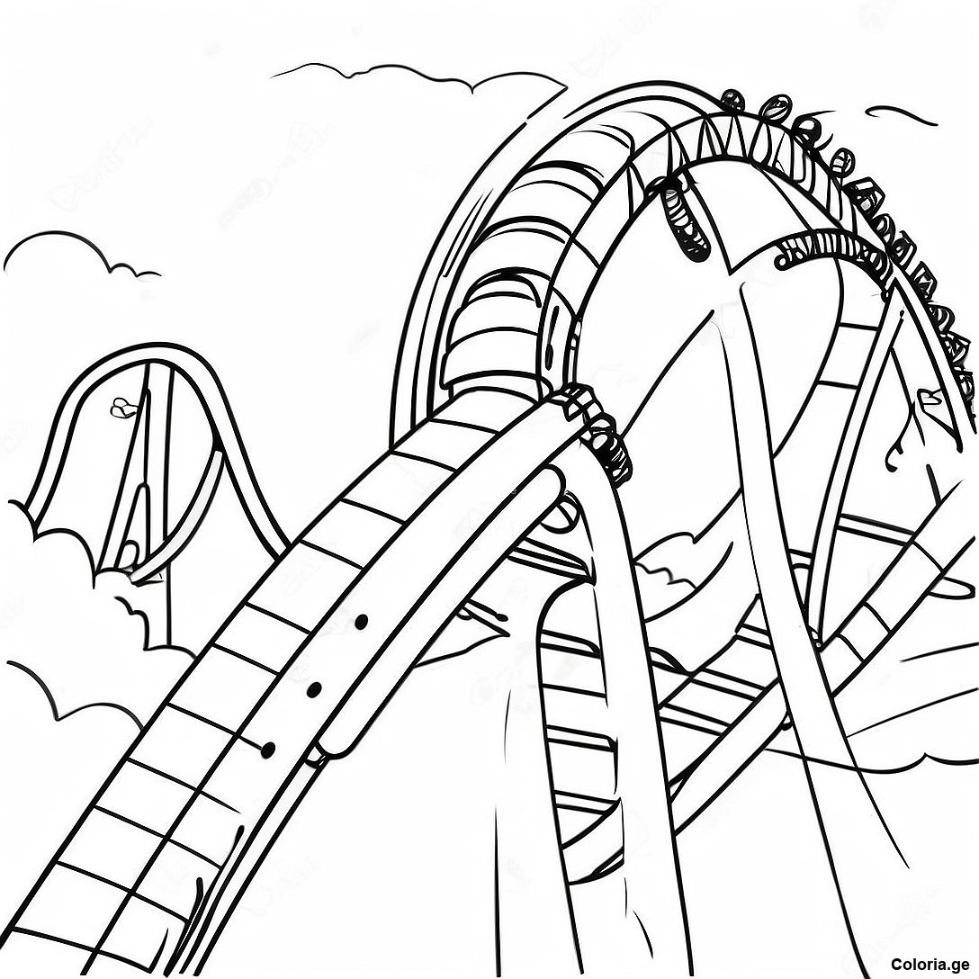 Page à colorier Page De Coloriage De Montagnes Russes imprimable gratuitement de la collection Divers — dessin en noir et blanc pour enfants et adultes.