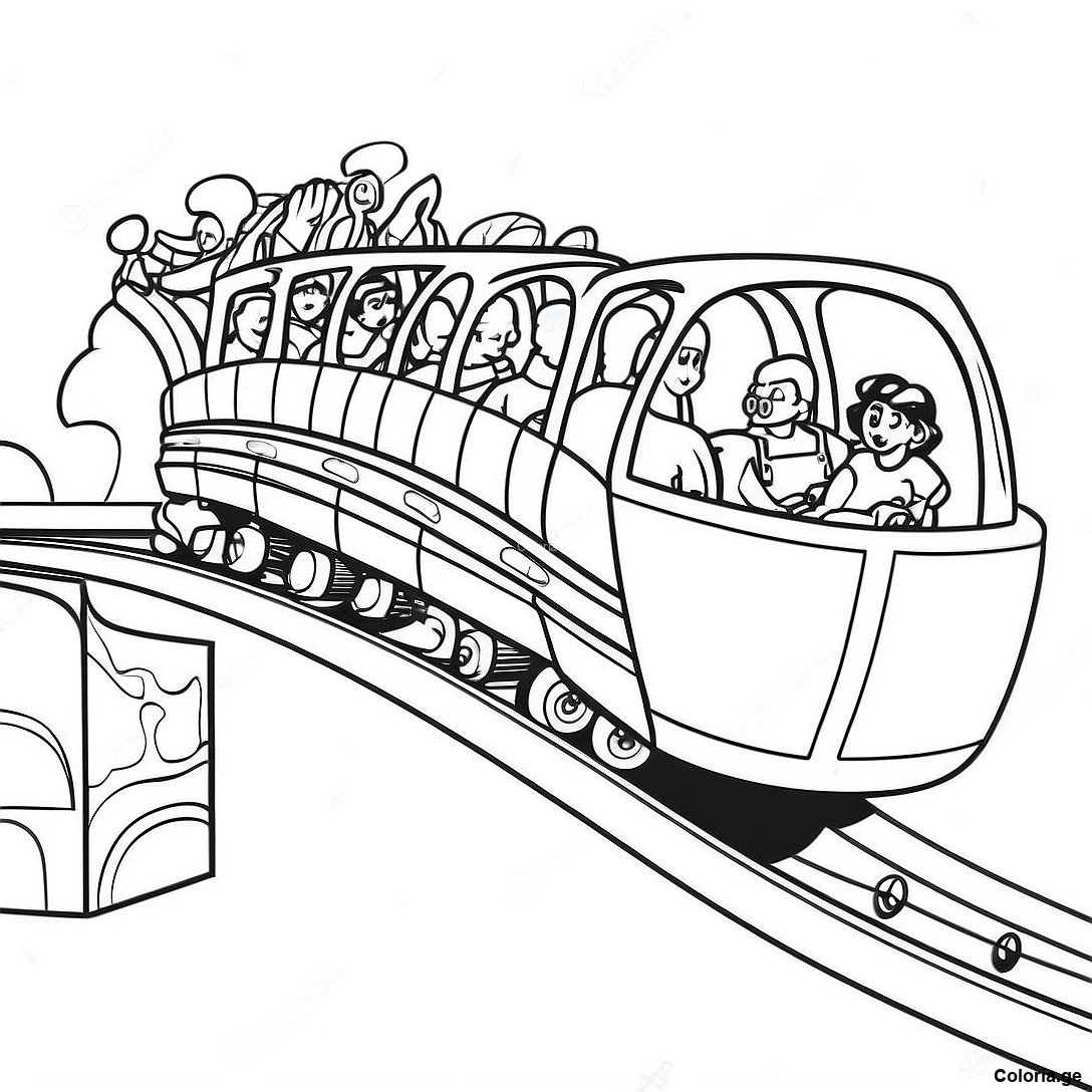Page à colorier Page De Coloriage De Montagnes Russes imprimable gratuitement de la collection Divers — dessin en noir et blanc pour enfants et adultes.