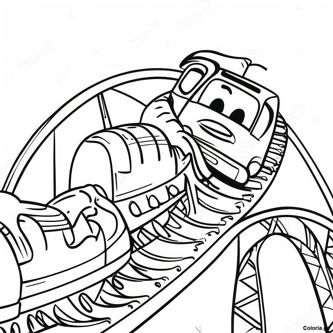 Page à colorier Page De Coloriage De Montagnes Russes imprimable gratuitement de la collection Divers — dessin en noir et blanc pour enfants et adultes.