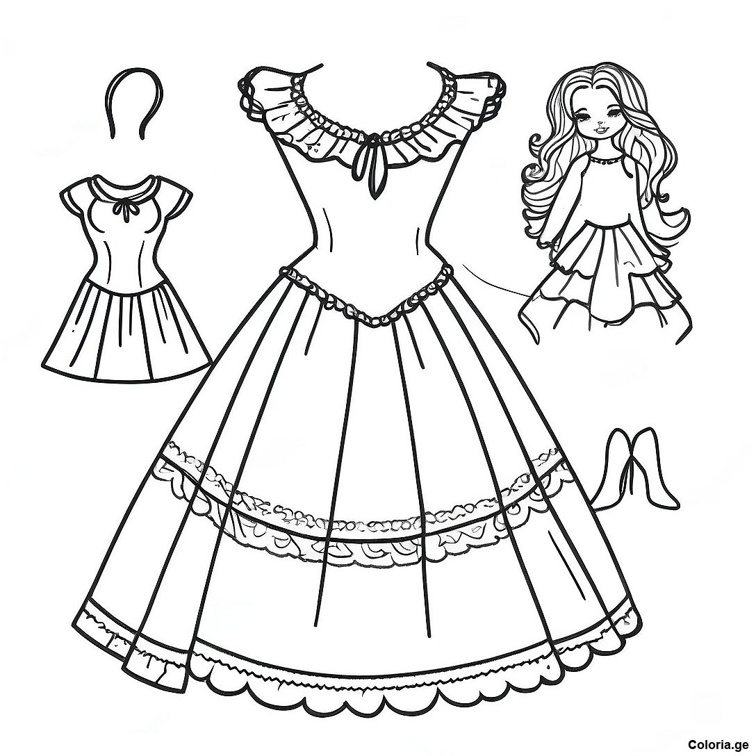 Page De Coloriage De Poupee En Papier A Habiller Vintage 134805 66796