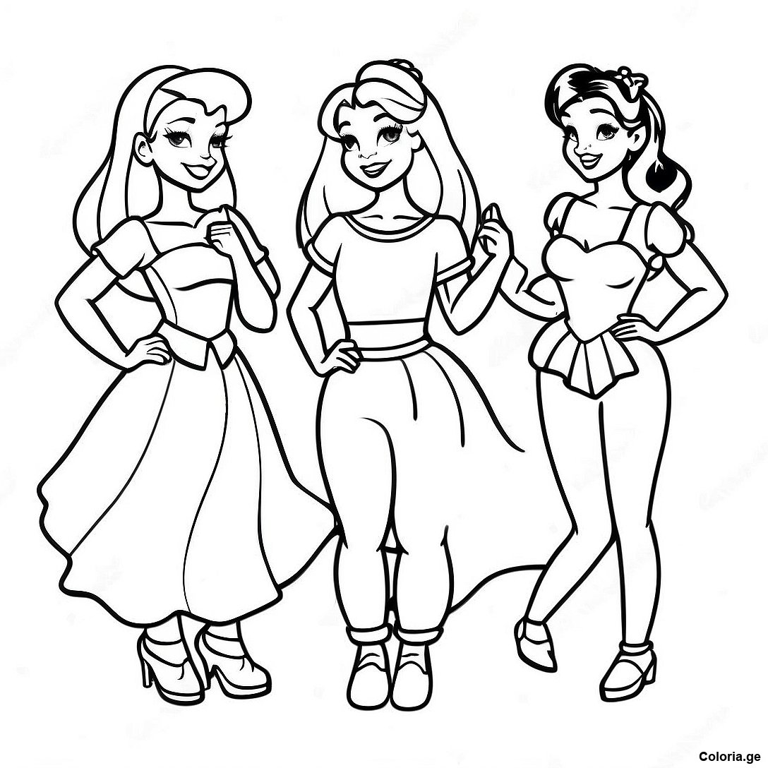 Page à colorier Page De Coloriage De Princesses Disney Hipster Vintage imprimable gratuitement de la collection Disney — dessin en noir et blanc pour enfants et adultes.