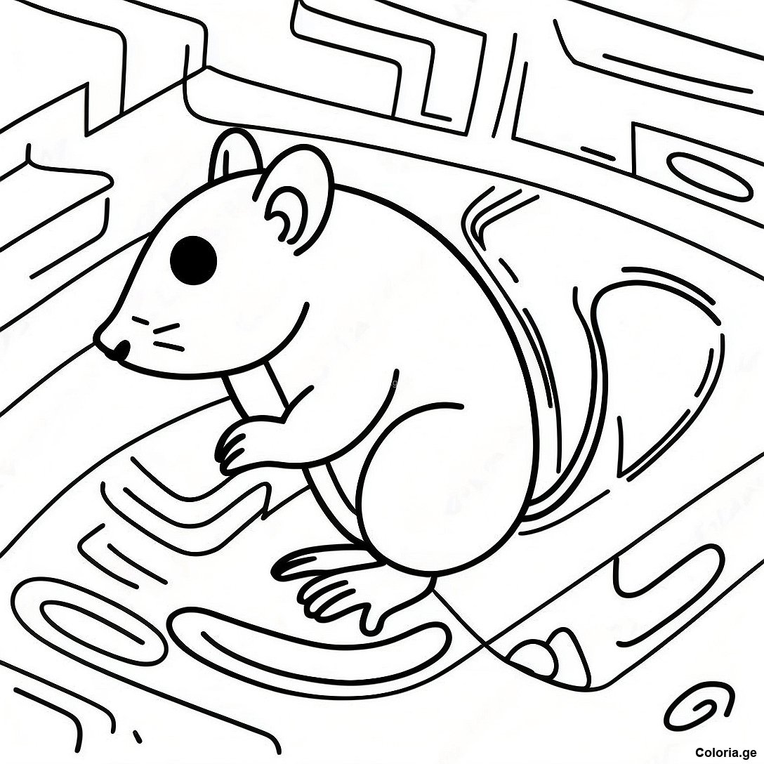 Page à colorier Page De Coloriage De Rat Réaliste Dans Un Labyrinthe imprimable gratuitement de la collection Animaux — dessin en noir et blanc pour enfants et adultes.