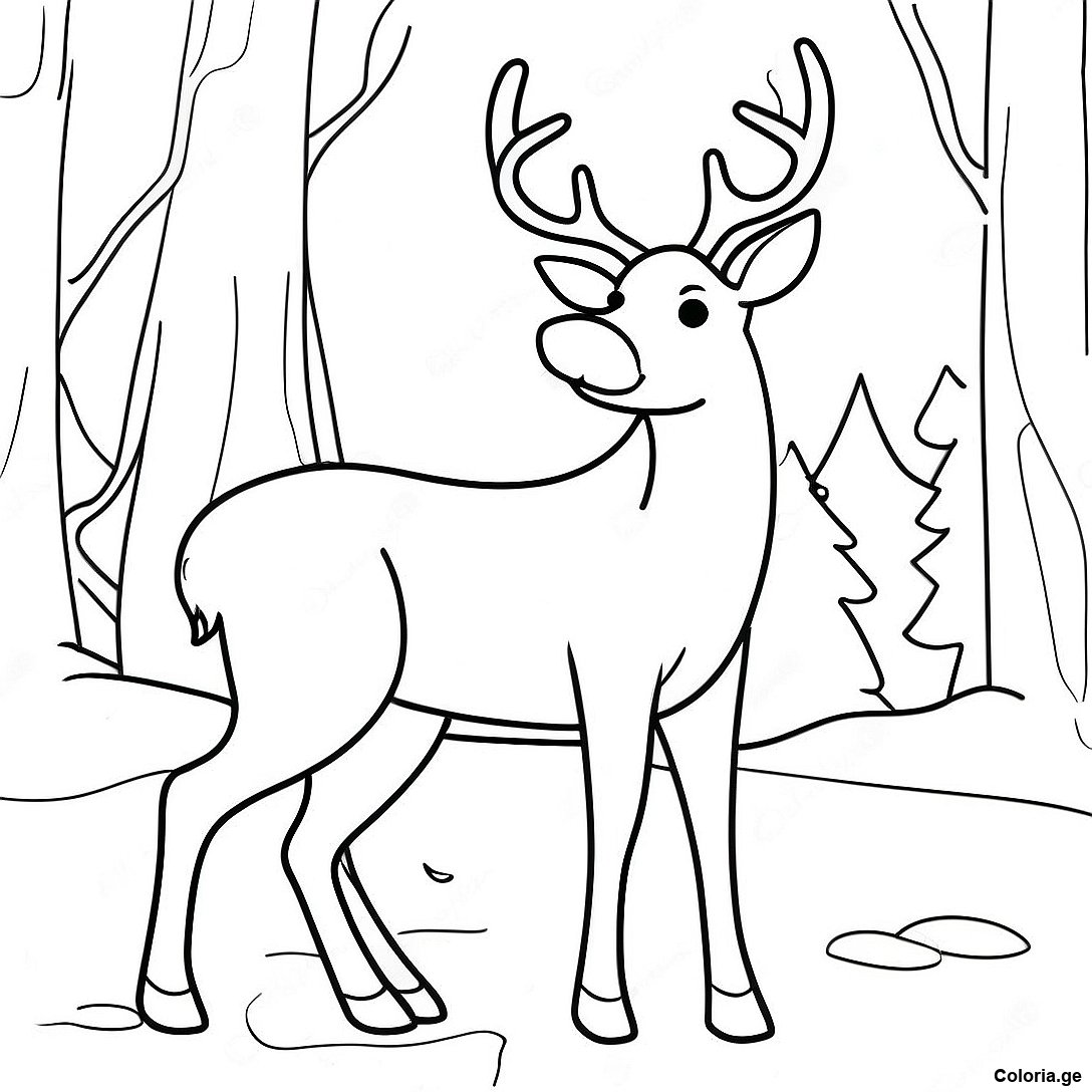 Page à colorier Page De Coloriage De Renne Réaliste Majestueux imprimable gratuitement de la collection Divers — dessin en noir et blanc pour enfants et adultes.