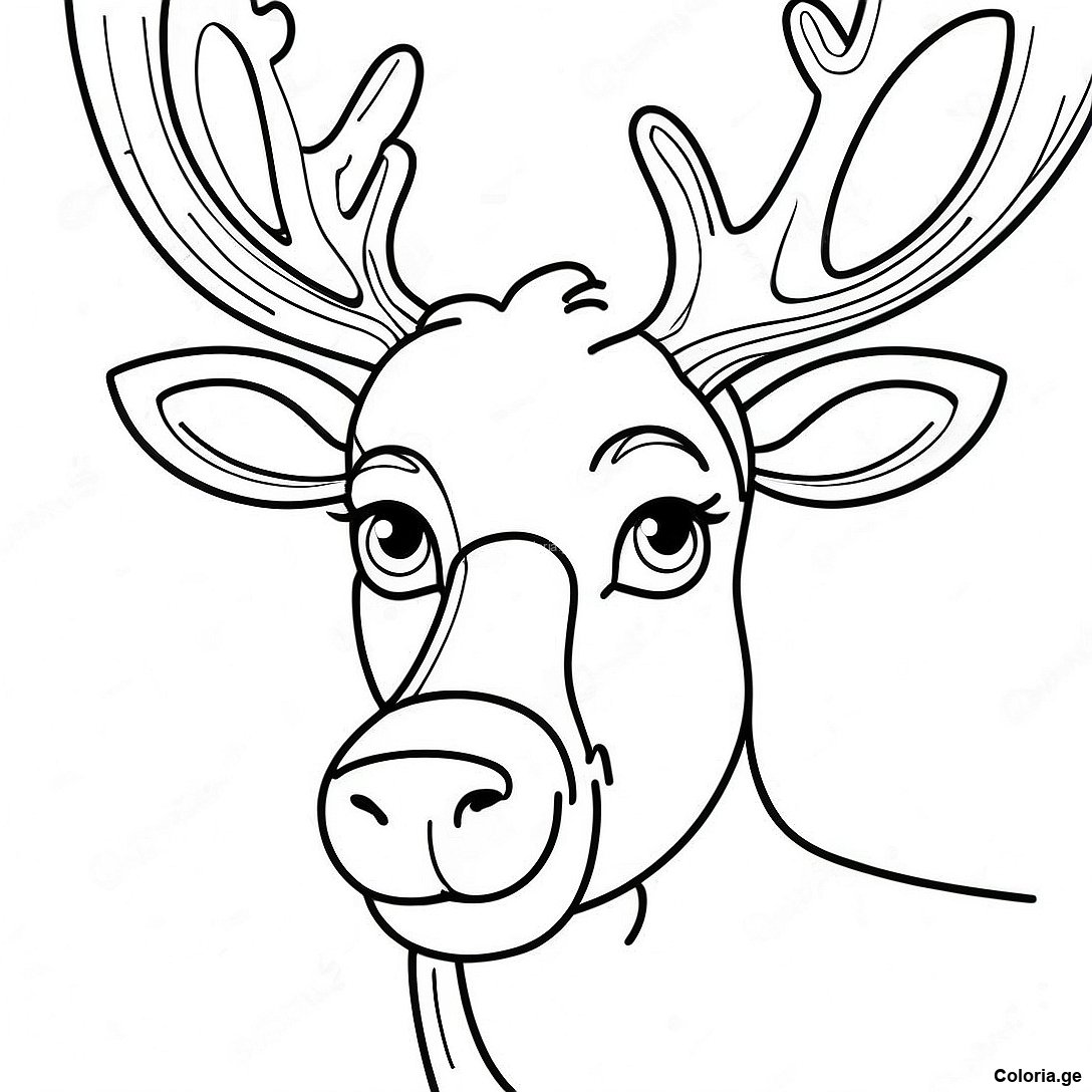 Page à colorier Page De Coloriage De Renne Réaliste Majestueux imprimable gratuitement de la collection Divers — dessin en noir et blanc pour enfants et adultes.