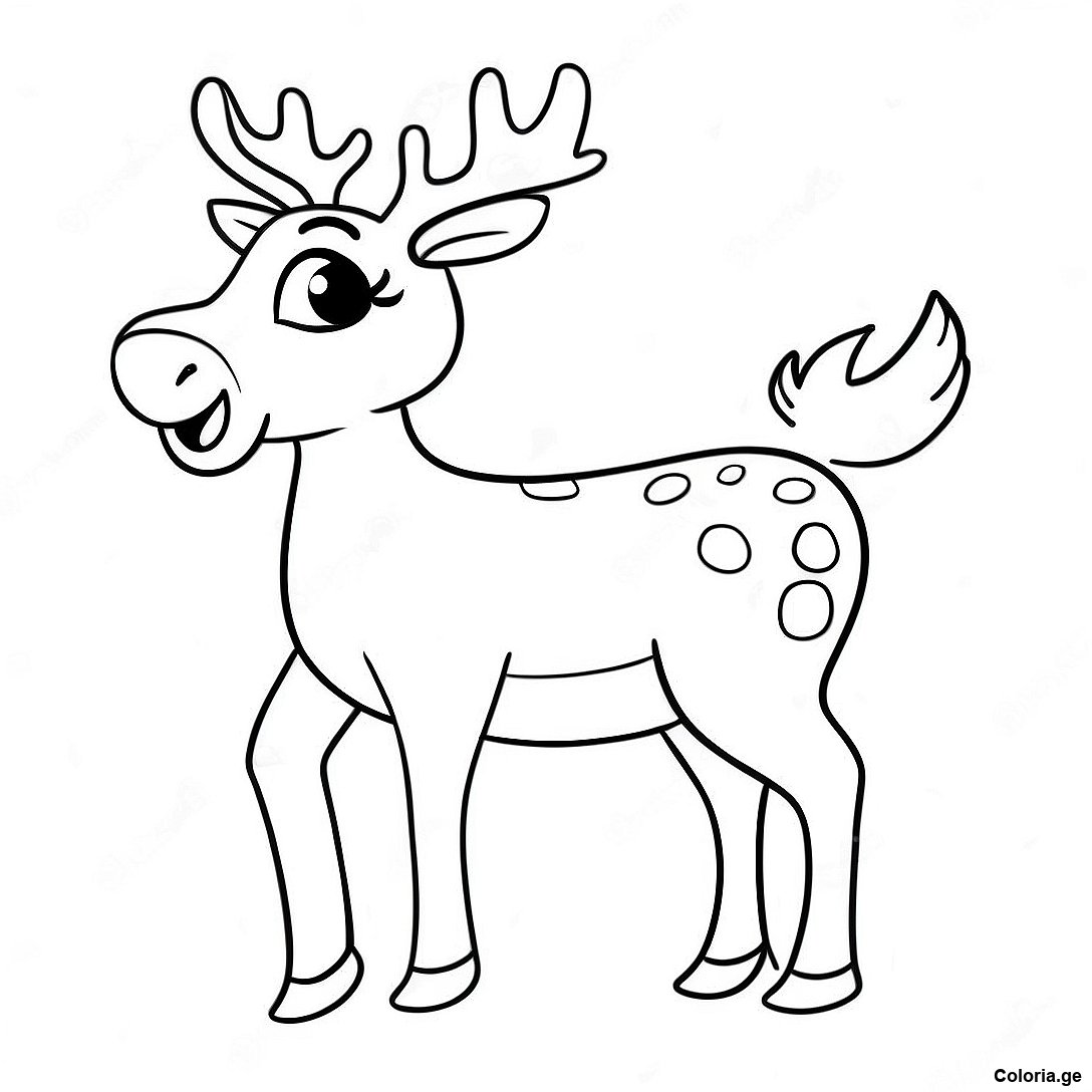 Page à colorier Page De Coloriage De Renne Réaliste Mignon imprimable gratuitement de la collection Divers — dessin en noir et blanc pour enfants et adultes.