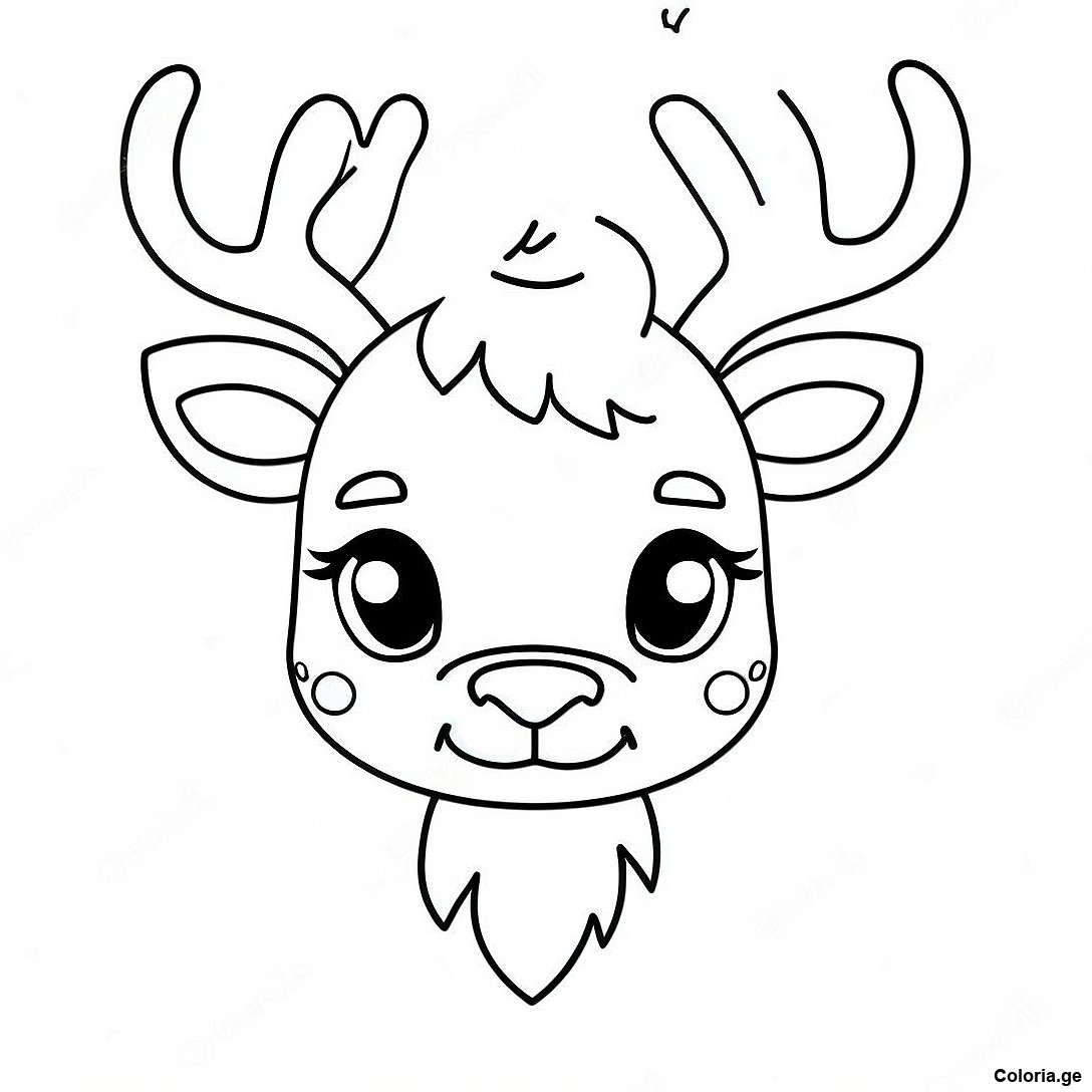 Page à colorier Page De Coloriage De Renne Réaliste Mignon imprimable gratuitement de la collection Divers — dessin en noir et blanc pour enfants et adultes.