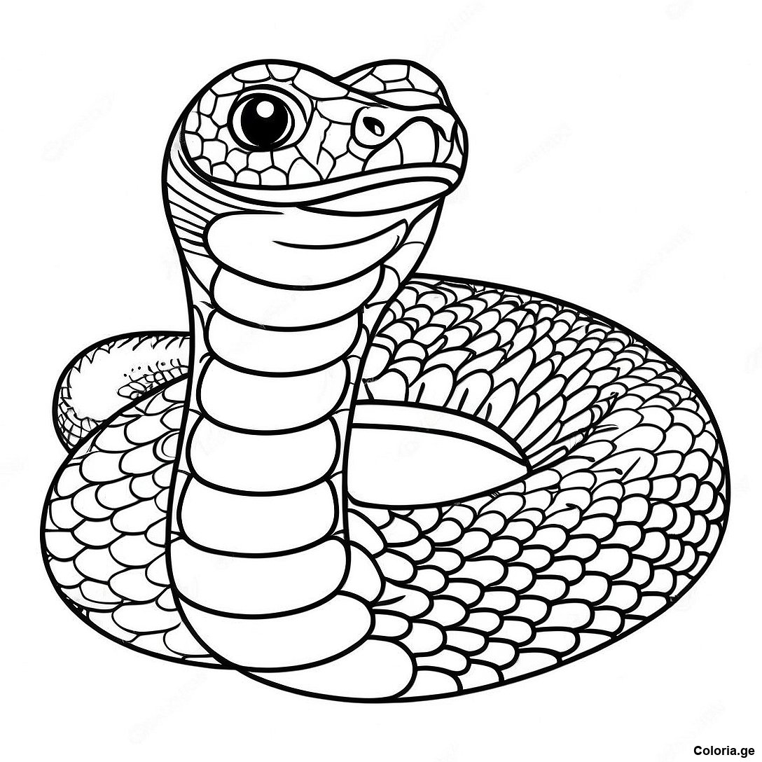 Page à colorier Page De Coloriage De Serpent Réaliste imprimable gratuitement de la collection Animaux — dessin en noir et blanc pour enfants et adultes.