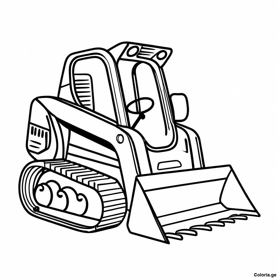 Page à colorier Page De Coloriage De Skid Steer Réaliste imprimable gratuitement de la collection Machines — dessin en noir et blanc pour enfants et adultes.