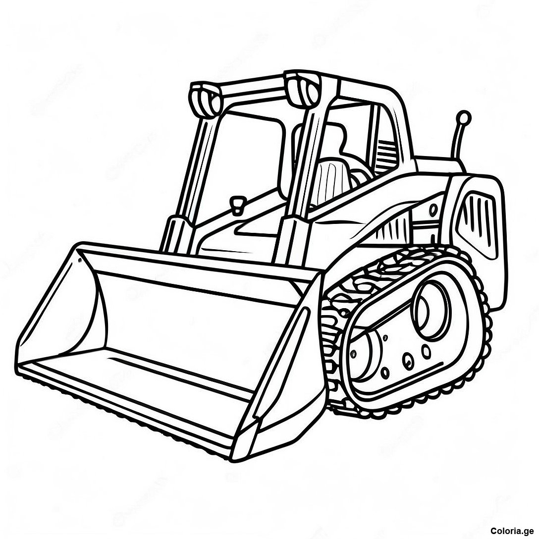 Page à colorier Page De Coloriage De Skid Steer Réaliste imprimable gratuitement de la collection Machines — dessin en noir et blanc pour enfants et adultes.