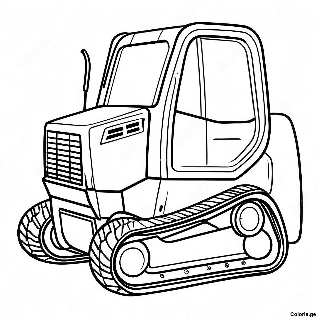 Page à colorier Page De Coloriage De Skid Steer Réaliste imprimable gratuitement de la collection Machines — dessin en noir et blanc pour enfants et adultes.