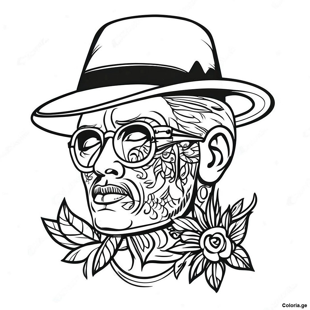 Page à colorier Page De Coloriage De Style De Tatouage Gangsta Vintage imprimable gratuitement de la collection Divers — dessin en noir et blanc pour enfants et adultes.