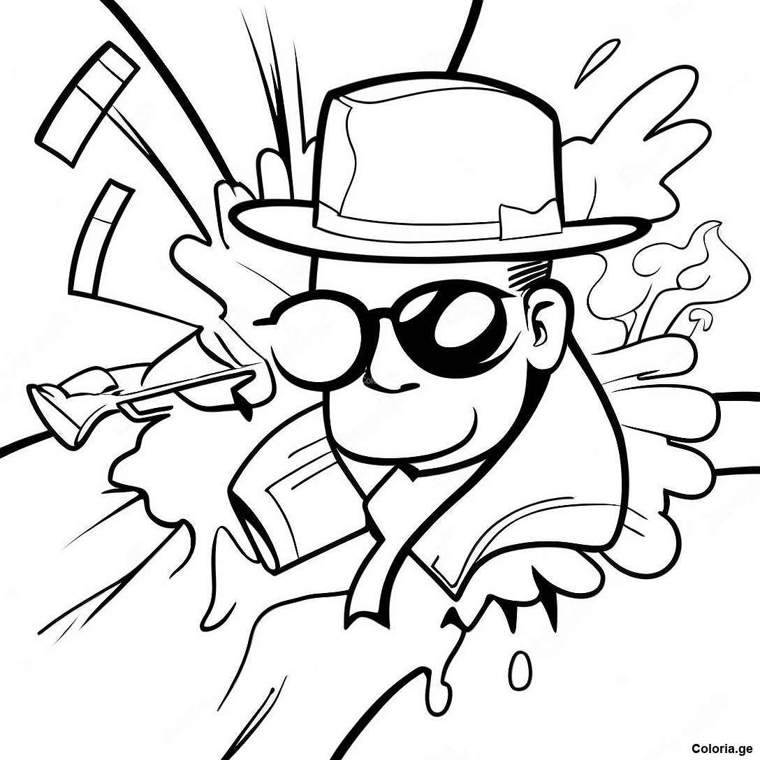 Page à colorier Page De Coloriage De Tags De Graffiti De Gangster Cool imprimable gratuitement de la collection Divers — dessin en noir et blanc pour enfants et adultes.
