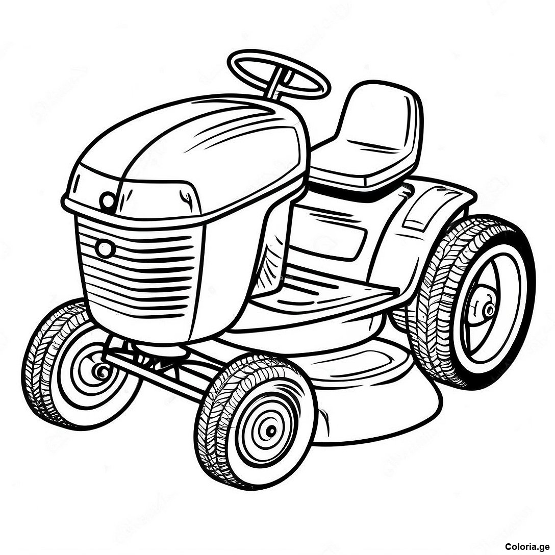 Page à colorier Page De Coloriage De Tondeuse À Gazon Vintage imprimable gratuitement de la collection Machines — dessin en noir et blanc pour enfants et adultes.