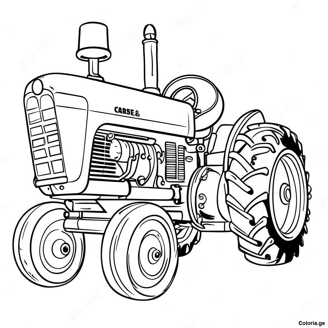 Page à colorier Page De Coloriage De Tracteur Case Vintage imprimable gratuitement de la collection Machines — dessin en noir et blanc pour enfants et adultes.