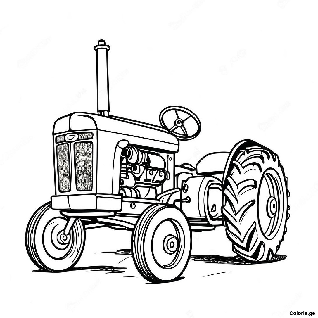 Page à colorier Page De Coloriage De Tracteur Case Vintage imprimable gratuitement de la collection Machines — dessin en noir et blanc pour enfants et adultes.