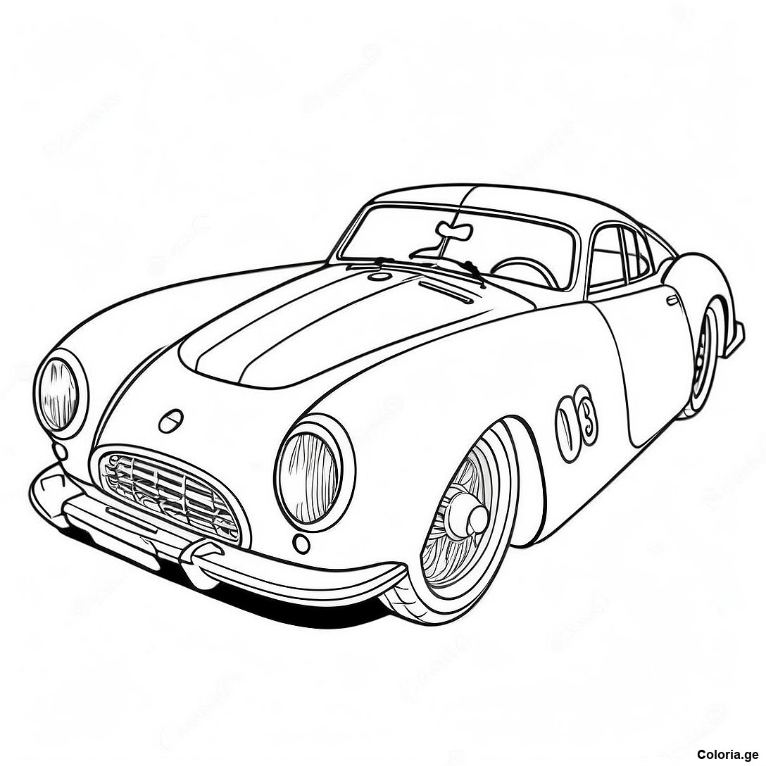 Page à colorier Page De Coloriage De Voiture De Sport Vintage imprimable gratuitement de la collection Voitures — dessin en noir et blanc pour enfants et adultes.
