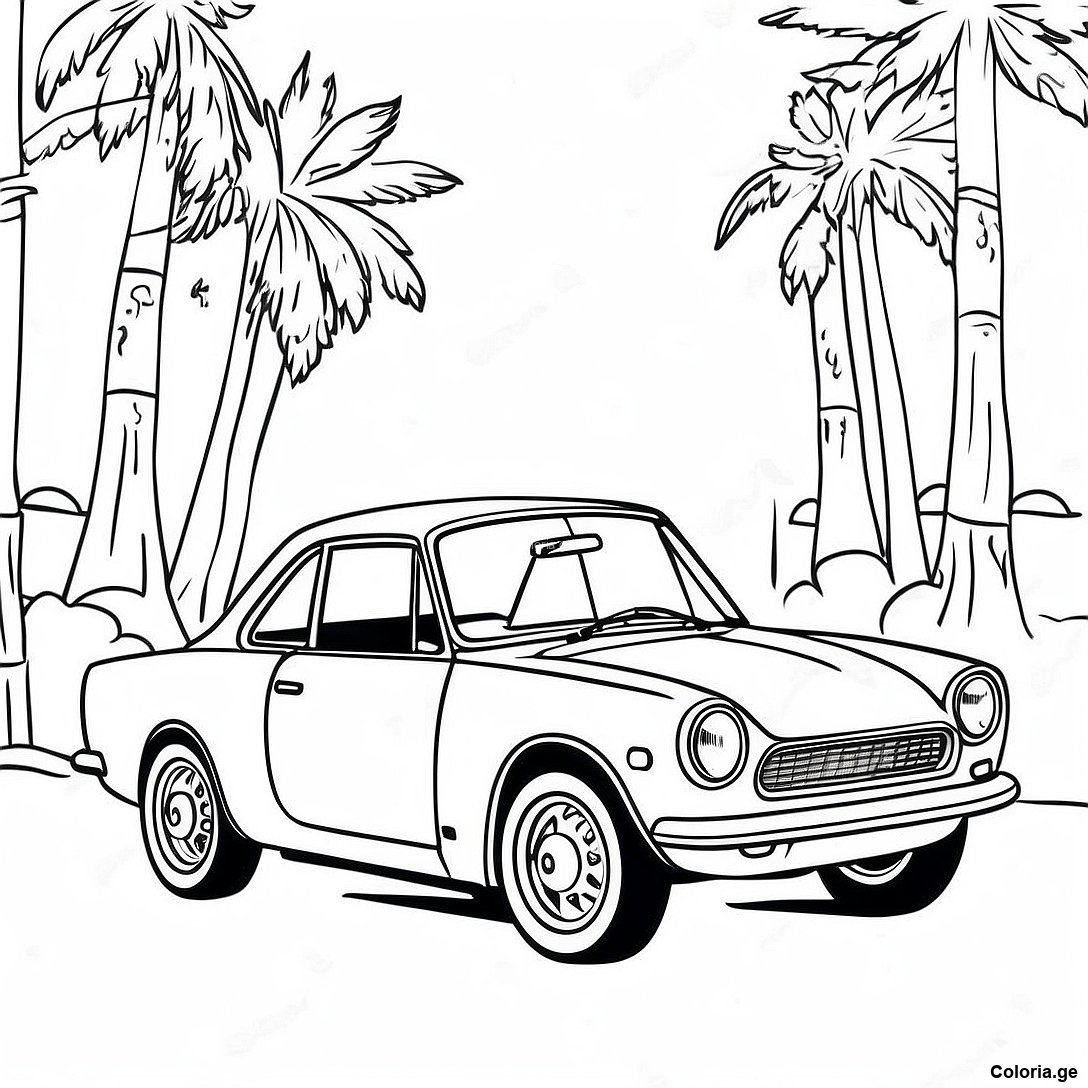Page à colorier Page De Coloriage De Voiture Toyota Vintage imprimable gratuitement de la collection Voitures — dessin en noir et blanc pour enfants et adultes.