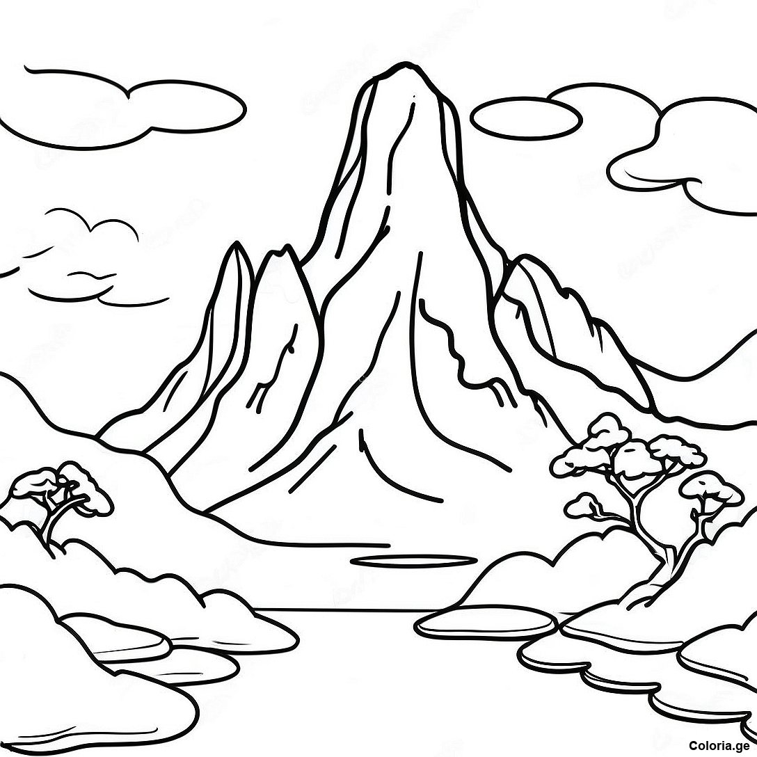 Page à colorier Page De Coloriage Des Majestueuses Montagnes Asiatiques imprimable gratuitement de la collection Divers — dessin en noir et blanc pour enfants et adultes.