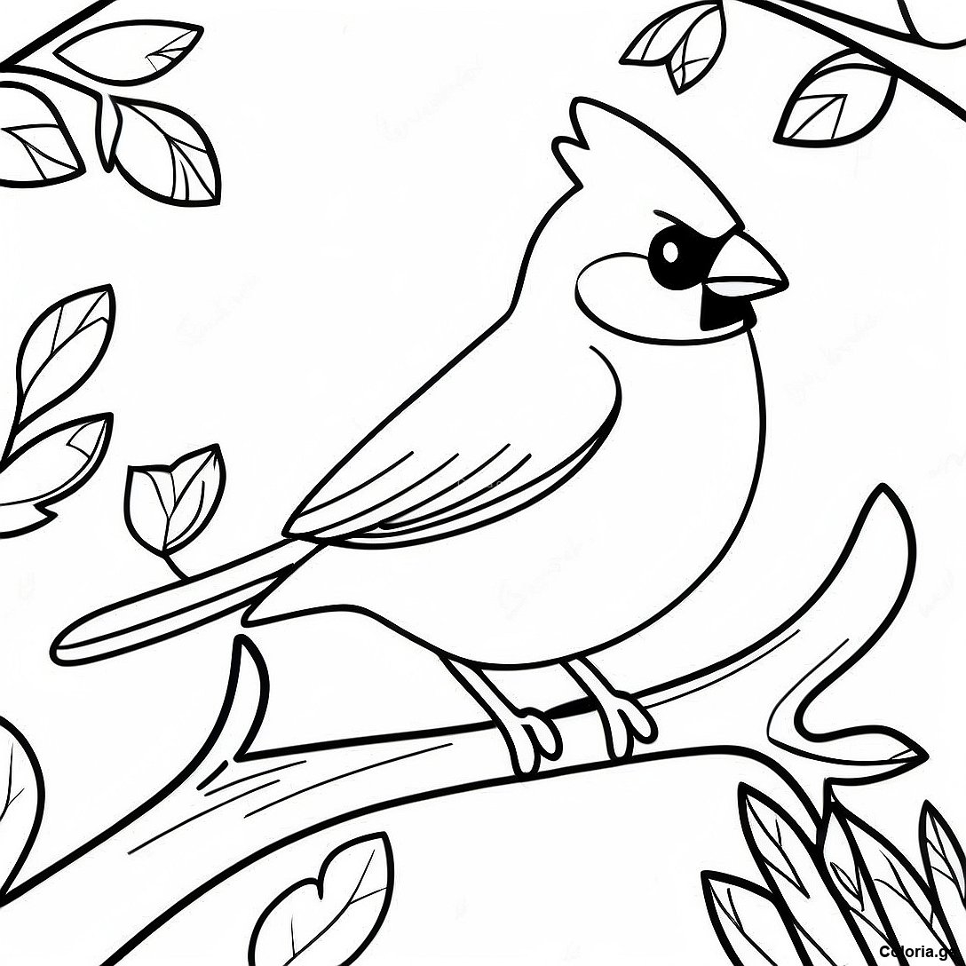 Page à colorier Page De Coloriage D'oiseau Cardinal Réaliste imprimable gratuitement de la collection Animaux — dessin en noir et blanc pour enfants et adultes.