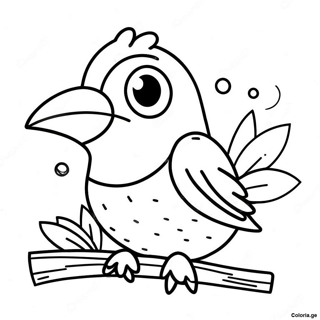 Page à colorier Page De Coloriage D'oiseau Réaliste imprimable gratuitement de la collection Animaux — dessin en noir et blanc pour enfants et adultes.